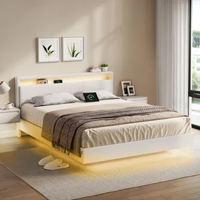 Manželská postel s LED osvetlením a nabíjacou stanicou 160x200 cm RMB865W01