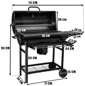 Zahradní gril na dřevěné uhlí BAREL se dvěma rošty černý