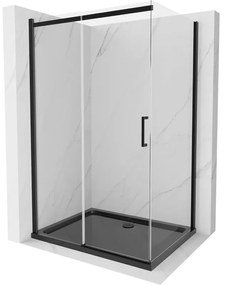 Mexen Omega sprchová kabína, posuvné dvere 100 x 90 cm, transparentnéné, čierna + závesný bidet Flat, čierna