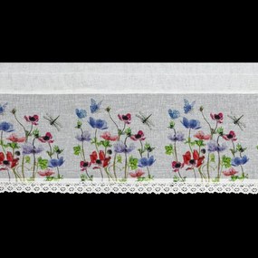 Vitrážková záclona RONA zdobená kvetmi 150 x 30 cm