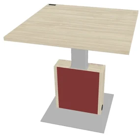 Výškovo nastaviteľný rokovací stôl Verno+ S 120 x 120 cm, agát / červená