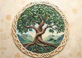 Sklenený obraz – Prepletený strom života (70x50 cm)