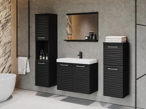 Kúpelňový nábytok Megi I MDF, Farby: czarny / czarna fala, Sifón: so sifónom, Umývadlová batéria: nie