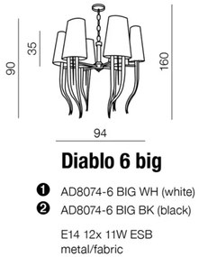 Kovový luster Diablo 6 Big biele