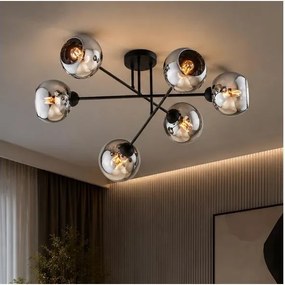 Brilagi - Prisadený luster DIOR 6xE27/60W/230V čierna/dymovo šedá