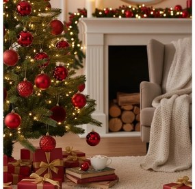 Sada 16 ks vánočních baněk Jorgen 8 cm červená