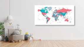 Obraz mapa sveta s pastelovým nádychom - 120x60