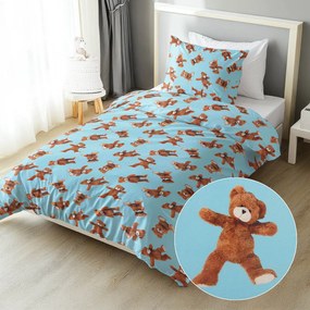 Biante Detské bavlnené posteľné obliečky Sandra SA-724 Plyšové medvedíky na modrom Jednolôžko 140x200 a 70x90 cm
