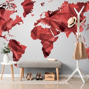 Samolepiaca tapeta červená mapa sveta vo vektorovej grafike - 225x150