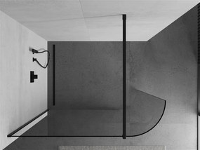 Mexen Kioto, zaoblená sprchová zástena 100 x 200 cm, 8mm číre sklo, čierny profil, 800-100-101-70-06
