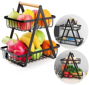 Košík na ovocie PULOS 2 úrovne čierny