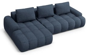 Tmavomodrá rozkladacia/s úložným priestorom rohová pohovka (ľavý roh/s leňoškou) Linz – Cosmopolitan Design