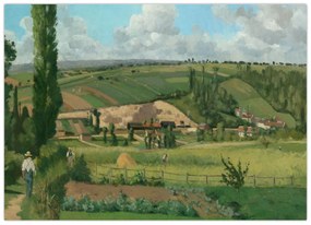 Sklenený obraz - Camille Pissarro, Landscape at Les Pâtis, Pontoise, reprodukcia (70x50 cm)
