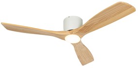 Stropný ventilátor biely s drevom 131,5 cm vrátane LED stmievateľný s diaľkovým ovládaním - Jerri