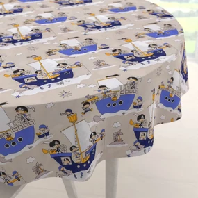 Biante Detský bavlnený okrúhly obrus Sandra SA-022 Piráti na mori Ø 110 cm