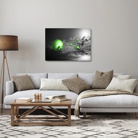 Sklenený obraz zelených abstraktných gulí (70x50 cm)