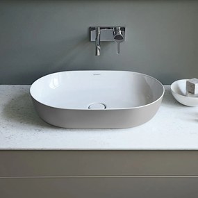 DURAVIT Luv oválna umývadlová misa bez otvoru, bez prepadu, 600 x 400 mm, biela/šedá matná, s povrchom WonderGliss, 03796023001