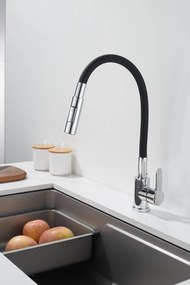 Gamma Flex 4000, stojanková drezová batéria s flexibilným ramenom, 2-funkčný výtok, čierna-chróm, GMA-BFX-4000CH