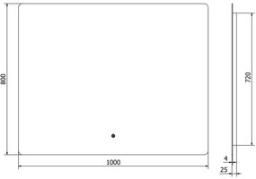 Mexen Sun, LED kúpeľňové zrkadlo s podsvietením 100x80 cm, 6000K, ochrana proti zahmlievaniu, 9807-100-080-611-00