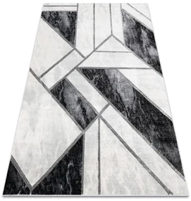 Koberec EMERALD exkluzívny 81953 glamour, styl marmur, geometrický čierny / strieborný