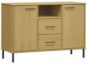 vidaXL Komoda s kovovými nohami hnedá 113x40x77 cm masívne drevo OSLO