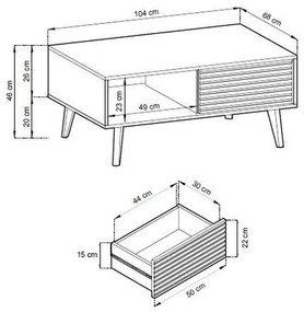 Konferenčný stolík WILLOW L104, dub artisan-čierny