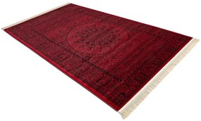 Koberec ORIENT 6039 so strapcami, rám / orientálny / rozeta, bordový / čierny