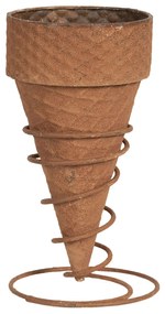 Hrdzavý kvetináč zmrzlinový kornút - Ø 12 * 24 cm