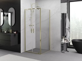 Mexen Exo, výklopný sprchový kút 80 x 80 cm, číre sklo, zlatá, 8182-080-080-50-00