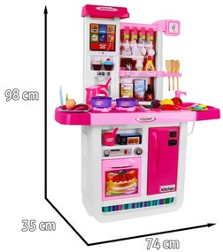 Ružová detská kuchynka 3+ interaktívne horáky + vodovodný kohútik + audio panel + príslušenstvo