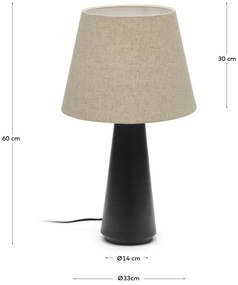 Čierno-béžová stolová lampa s textilným tienidlom (výška 60 cm) Torrent – Kave Home