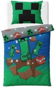 Obojstranné bavlnené posteľné obliečky Minecraft Creeper Explode - 100% bavlna - 70 x 90 cm + 140 x 200 cm