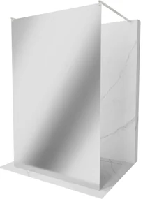 Mexen Kioto, sprchová zástena Walk-In 110 x 200 cm, 8mm sklo vzor zrkadlo, brúsená oceľ profil, 800-110-002-97-50