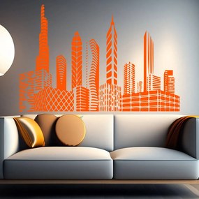 Veselá Stena Samolepka Mesto budúcnosti Farba: oranžová, Veľkosť: 80 x 53 cm