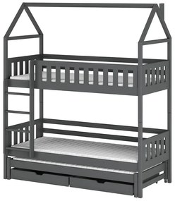 Poschodová posteľ Domček Iga 90x200 grafit