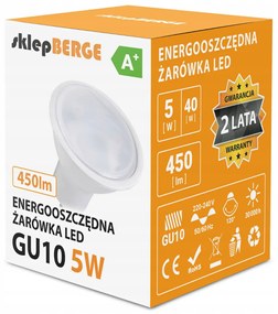 BERGE LED žiarovka - GU10 - 5W - 440L - teplá biela