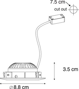 Sada 3 zabudovaných bodových svetiel oceľ vrátane LED IP44 - Relax LED