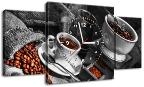Gario Obraz s hodinami Káva arabica - 3 dielny Rozmery: 30 x 90 cm