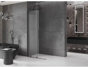 Mexen Velar L, posuvná sprchová zástena Walk-in 100 x 200 cm, 8mm sklo námraza, brúsený grafit, 871-100-003-33-95