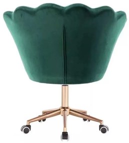 LuxuryForm DESIGN Kreslo FREY VELUR na zlatej podstave s kolieskami - zelené