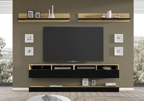 Obývacia stena Dual D (čierna + dub artisan). Akcia -20%. Vlastná spoľahlivá doprava až k Vám domov. 1124925