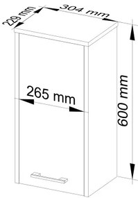 Kúpeľňová skrinka FIN W 30 cm 1D biela / sivá