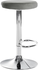Barová stolička Ponte - zamat, chróm rám - Sivá