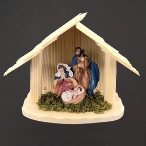 AMADEA Drevený betlehem s figúrkami, masívne drevo, 16,5 x 13,5 x 8,5 cm, český výrobok