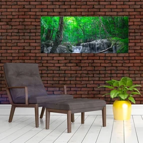 Obraz - Vodopád Erawan, Kanchanaburi, Thajsko (120x50 cm)
