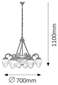 Rabalux 8636 - Luster na reťazi ANNABELLA 6xE14/40W + 2xE27/60W