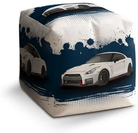 Sablio Taburet Cube Nissan GTR 35 Modrý: 40x40x40 cm