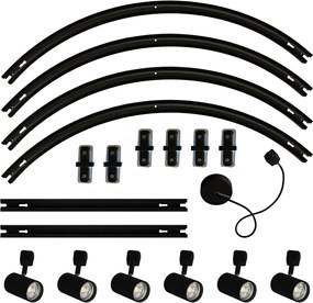 Moderný koľajnicový systém s 6 čiernymi bodovými svetlami, 1-fázový, oválny 100 cm - Iconic Jeana