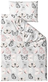 Obliečky z mikrovlákna MY BUTTERFLY svetlo sivé Rozmer obliečky: 2 ks 70 x 90 cm | 200 x 220 cm