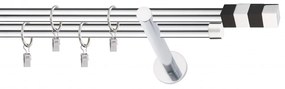 Dekorstudio Chrómová dvojradová garniža čierny MAGNUM 19mm Dĺžka: 420cm, Typ uchytenia: Držiak dvojitý modern, Typ príslušenstva: Krúžky tiché so štipcami